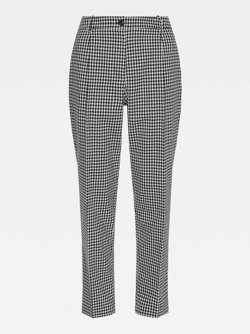 Női Tommy Hilfiger Tapered Houndstooth Nadrág Fekete | HU 257HAP